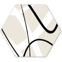 MuchoWow Hexagon wanddecoratie - Kunststof Wanddecoratie - Hexagon Schilderij - Lijn - Abstract - Minimalisme - Pastel - 37x32 cm
