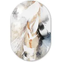 MuchoWow Muurovaal 40x60 cm - Ovale wanddecoratie Abstract - Gold - Design - Luxe - Ovalen schilderij - Muurdecoratie woonkamer - Kamer decoratie - Schilderijen - Wandcirkel