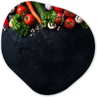 MuchoWow Organische wanddecoratie 60x60 cm - Organisch schilderij Groente - Kruiden - Specerijen - Zwart - Rustiek - Keuken - Muurdecoratie woonkamer - Kamer decoratie - Schilderijen - Muurcirkel aesthetic