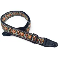 P&P - Professionele Verstelbare Stevige Gitaarband - Guitar strap Band - Luxe Gitaarriem - Bas/Elektrische /Akoestische/ Klassieke Gitaar - Geborduurd oranje