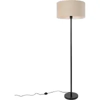 QAZQA Vloerlamp zwart met kap licht bruin 50 cm - Simplo