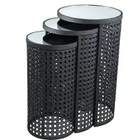 Ptmd collection PTMD Jinda Bijzettafel - H70 x Ø40 cm - Ijzer - Grijs - Set van 3