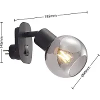 LINDBY Lioma stopcontactlamp, draaibaar, zwart Lioma, dimbaar, zwart, Woon-/ Eetkamer, metaal, Modern, wandlamp