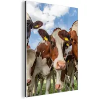 MuchoWow Wanddecoratie Metaal - Aluminium Schilderij Industrieel - Koeien - Dieren - Weiland - Natuur - 120x160 cm - Dibond - Foto op aluminium - Industriële muurdecoratie - Voor de woonkamer/slaapkamer