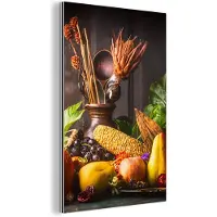 MuchoWow Wanddecoratie Metaal - Aluminium Schilderij Industrieel - Groente - Fruit - Rustiek - Tafel - 120x180 cm - Dibond - Foto op aluminium - Industriële muurdecoratie - Voor de woonkamer/slaapkamer