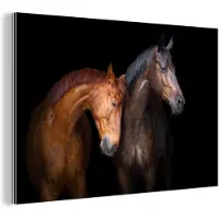 MuchoWow Wanddecoratie Metaal - Aluminium Schilderij Industrieel - Paarden - Dieren - Portret - Bruin - 180x120 cm - Dibond - Foto op aluminium - Industriële muurdecoratie - Voor de woonkamer/slaapkamer