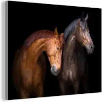 MuchoWow Wanddecoratie Metaal - Aluminium Schilderij Industrieel - Paarden - Dieren - Portret - Bruin - 160x120 cm - Dibond - Foto op aluminium - Industriële muurdecoratie - Voor de woonkamer/slaapkamer