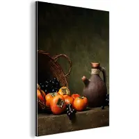 MuchoWow Wanddecoratie Metaal - Aluminium Schilderij Industrieel - Rustiek - Fruit - Kan - Mand - Stilleven - 120x160 cm - Dibond - Foto op aluminium - Industriële muurdecoratie - Voor de woonkamer/slaapkamer