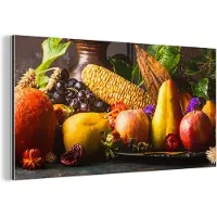 MuchoWow Wanddecoratie Metaal - Aluminium Schilderij Industrieel - Groente - Fruit - Rustiek - Tafel - 160x80 cm - Dibond - Foto op aluminium - Industriële muurdecoratie - Voor de woonkamer/slaapkamer