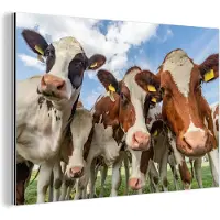 MuchoWow Wanddecoratie Metaal - Aluminium Schilderij Industrieel - Koeien - Dieren - Weiland - Natuur - 30x20 cm - Dibond - Foto op aluminium - Industriële muurdecoratie - Voor de woonkamer/slaapkamer
