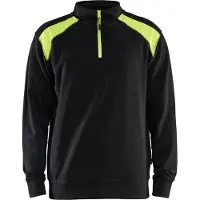 Blakläder Sweatshirt bicolour met halve rits 33531158 | Zwart/High-Vis Geel | Maat S - 7330509597217