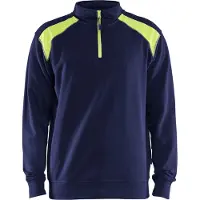 Blakläder Sweatshirt bicolour met halve rits 33531158 | Marine/High-Vis Geel | Maat 4XL - 7330509597101
