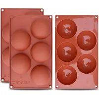 HOMEDE Taart decoratie voor Extra grote vormen, 5-holte semi-bolvormige siliconen mal, 3 verpakkingen bakvorm voor het maken van chocolade, cake, gelei, koepelmousse