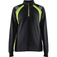 Blakläder Dames Sweatshirt halve rits Visible 34031158 | Zwart/High-Vis Geel | Maat S - 7330509815571