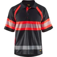 Blakläder 3338-1051 UV-Poloshirt High Vis Klasse 1 Zwart/High Vis Rood maat XS heren