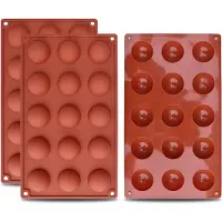 HOMEDE homEdge Kleine 15-holte semi-bolvormige siliconen mal, 3 verpakkingen bakvorm voor het maken van chocolade, cake, gelei, koepelmousse