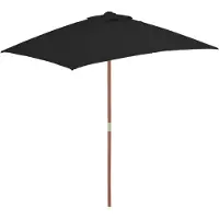 vidaXL - Parasol - met - houten - paal - 150x200 - cm - zwart