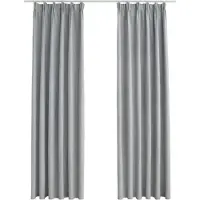 vidaXL - Gordijnen - verduisterend - met - haken - 2 - st - 140x225 - cm - grijs