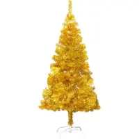 vidaXL - Kunstkerstboom - met - standaard - 150 - cm - PET - goudkleurig