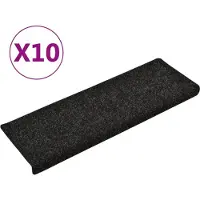 vidaXL Trapmatten Zelfklevend 10 stuks 65x21x4 cm Zwart Rechthoekige Rand