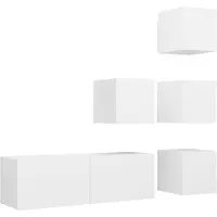 vidaXL 5-delige Tv-meubelset bewerkt hout wit