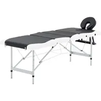 vidaXL Massagetafel inklapbaar 4 zones aluminium zwart en wit