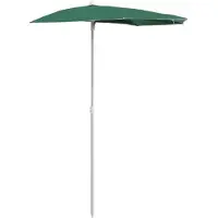 vidaXL Parasol half met paal 180x90 cm groen