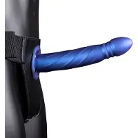 Ouch! Ouch - Holle Strap-on dildo gedraaid 20 cm - Metalic Blue