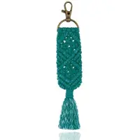 Deja Jewels Geknoopte Boho Sleutelhanger Handgemaakt Groen van Katoen en Metaal
