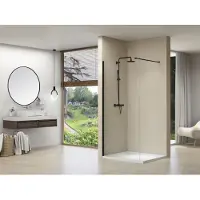 Van Rijn ST01 inloopdouche met helder glas 140x200cm zwart mat