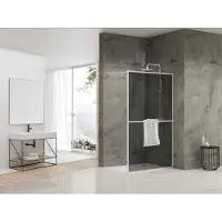 Van Rijn ST04 inloopdouche met handdoekhouder wit rookglas 120x200cm
