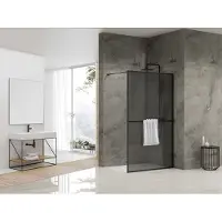 Van Rijn ST04 inloopdouche met handdoekhouder matzwart rookglas 100x200cm