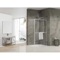 Van Rijn ST04 inloopdouche met handdoekhouder wit helder 90x200cm
