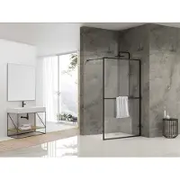 Van Rijn ST04 inloopdouche met handdoekhouder matzwart helder 90x200cm