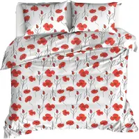 MOODIT Dekbedovertrek Odil Papaver Poppy Red-200 x 200 / 220 cm | 2-Persoons