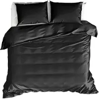 MOODIT Dekbedovertrek Basil Black-240 x 200 / 220 cm | Lits-Jumeaux