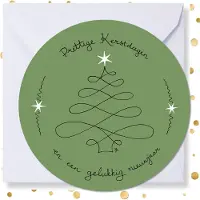MajesticAlly Kerstkaart rond ‘Prettige kerstdagen’ - 10 stuks -met enveloppen - kerstkaarten