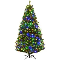 Unyqoos Kunstkerstboom met LED-lichtslinger – Groen, 180 cm, stevile metalen voet, inclusief opbergbox en stekker (6 kg)