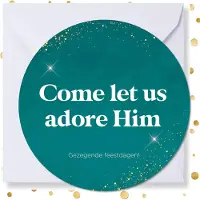 MajesticAlly Kerstkaart rond 'Come let us adore Him' - 10 stuks - met enveloppen - kerstkaarten