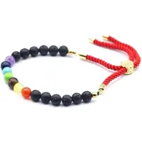 Ancient Wisdom 18K Vergulde Edelsteen Royal String Armband - Lavasteen Chakra