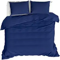 MOODIT Dekbedovertrek Basil Navy Blue-200 x 200 / 220 cm | 2-Persoons