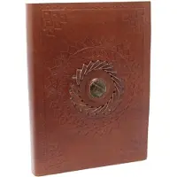 Ancient Wisdom Leren Notitieboek - Tijgeroog - Handgemaakt - 17x12cm