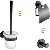 Guido Gusto Toilet accessoires set mat zwart rond