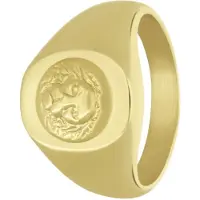 Lucardi Heren Gerecycled stalen goldplated ring met leeuw - Ring - Staal - Goudkleurig - 22 / 69 mm
