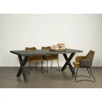 Tower Living Xara Live-edge dining table 260x100 - top 5 (Zwart, 260x100x78cm)