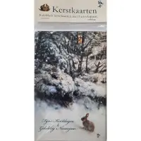 Rien Poortvliet 8 Dubbele Kerstkaarten 10 x 15 cm - konijn - feestdagen kaarten met enveloppen