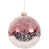 Goodwill Kerstbal Rood aan de boven-Zilver aan de onder-met sneeuw Rood-Zilver D 12 cm Voordeelverpakking van 2 stuks