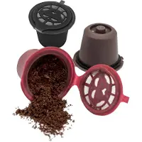 Nerthus Nespresso Hervulbare capsules , Herbruikbare Koffiecups , 3 stuks , Incl. schep en borstel, BPA vrij