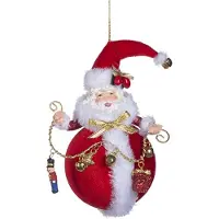 Goodwill - Santa Kerstbal met kerstslinger - 17 cm - rood/wit