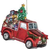 Goodwill Kerstbal-Auto met kerstkadootjes Rood H 14,5 cm